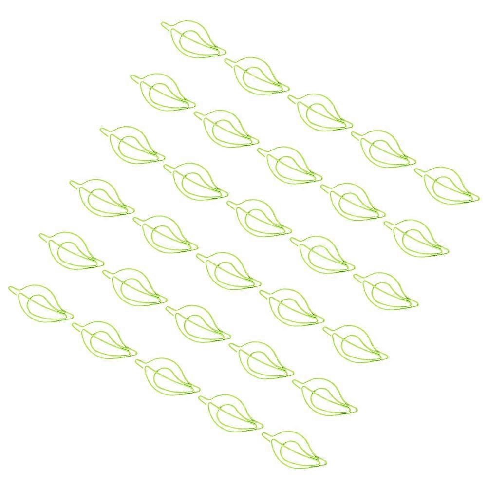 Leaf Shaped Paper Clips for Office Use Novelty Small Metal and PP Clips Light Green 30 Pieces