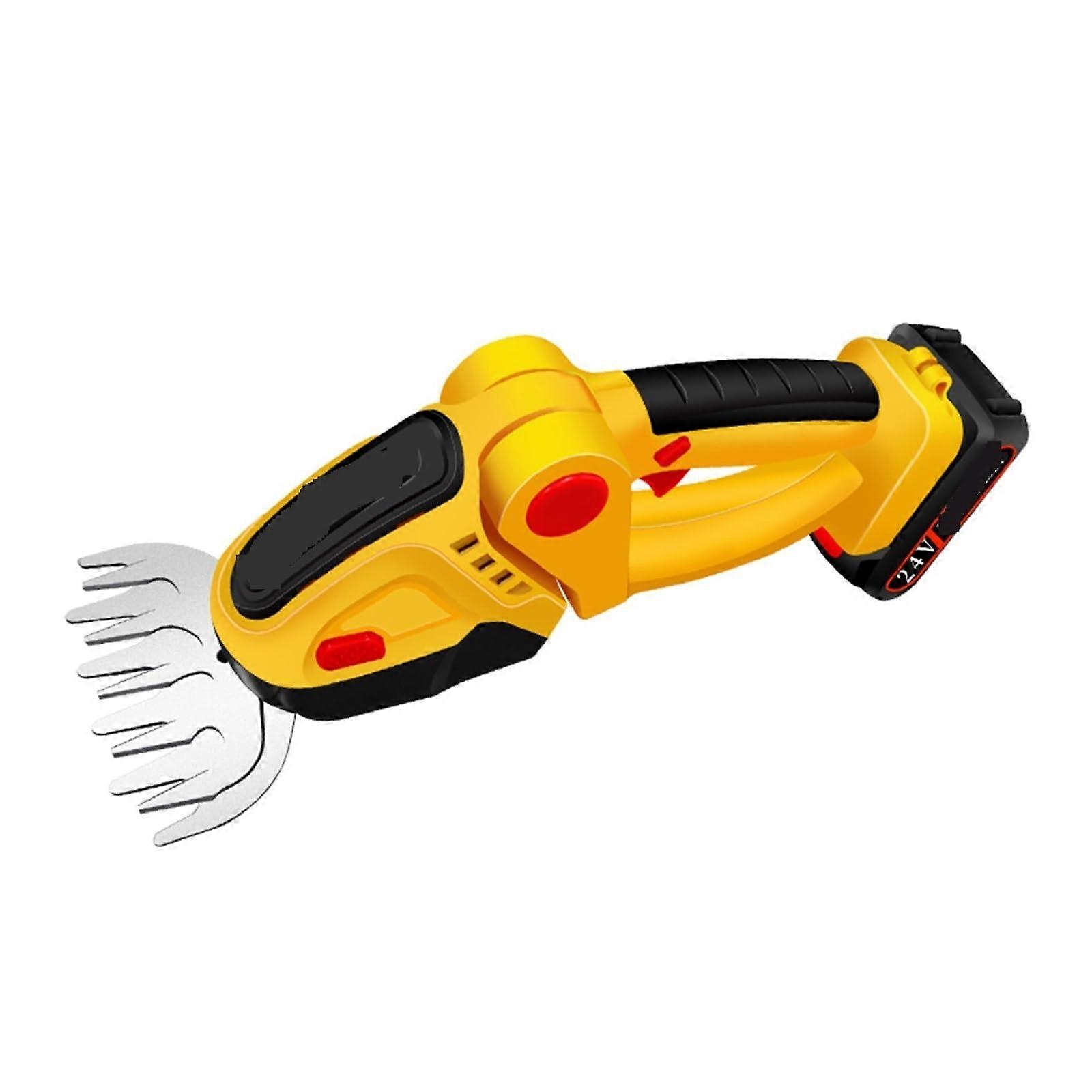 Rasentrimmer 2 In 1 24V Cordless Electric Hedge Trimmer 20000RPM Rechargeable Handheld Garden Tool Yellow No Battery