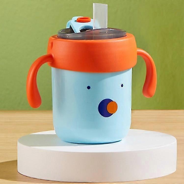 300ml Toddler Stainless Steel Sippy Cup with Scale, Handles Anti-Drop Portable Baby Cup (No FDA, BPA