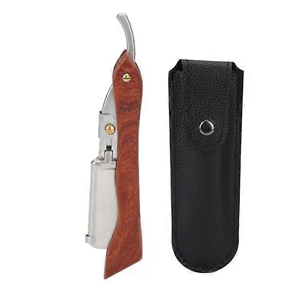 PU Leather Razor Case, Lightweight and Portable, Rosewood Manual Razor for Men (Without Blade)