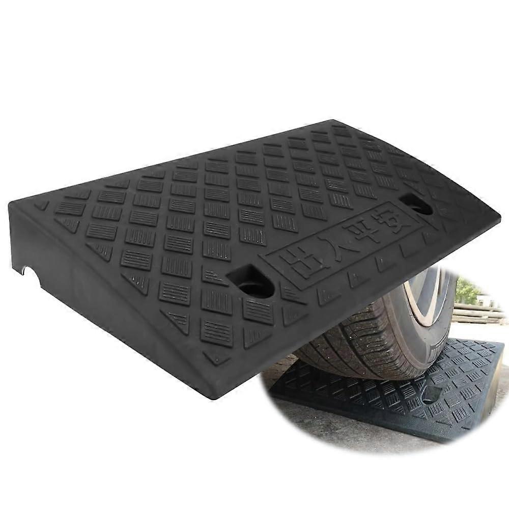 5-Inch Rubber Curb Ramp for Wheelchairs and Scooters, Portable Door Ramp with Incline Channel, Black 50 x 27 x 7 cm