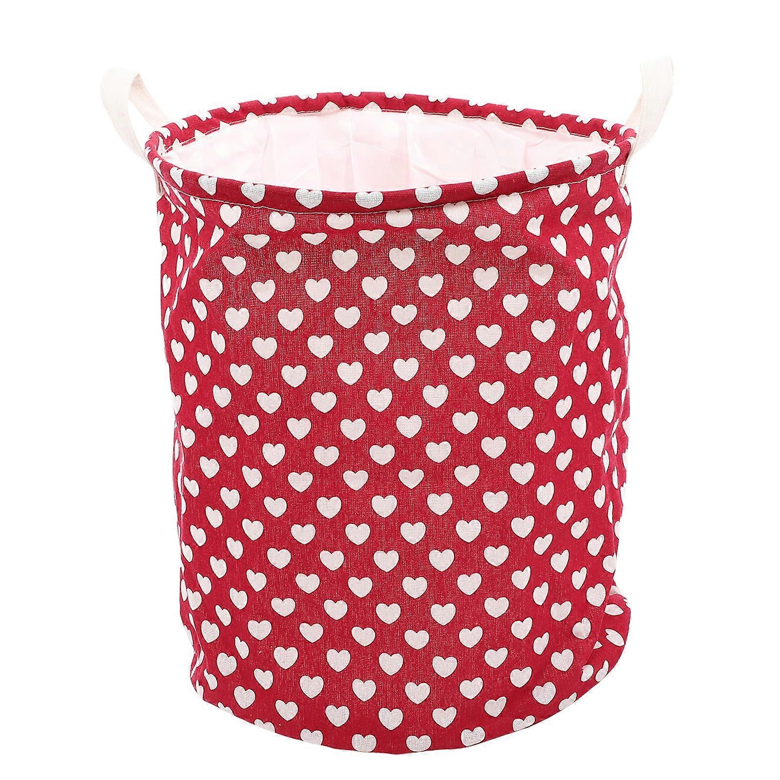 Red Cotton Cloth Laundry Basket with Handles for Nursery Storage Small Space Friendly Foldable 12.5 x 15.7 x 23.6 inches