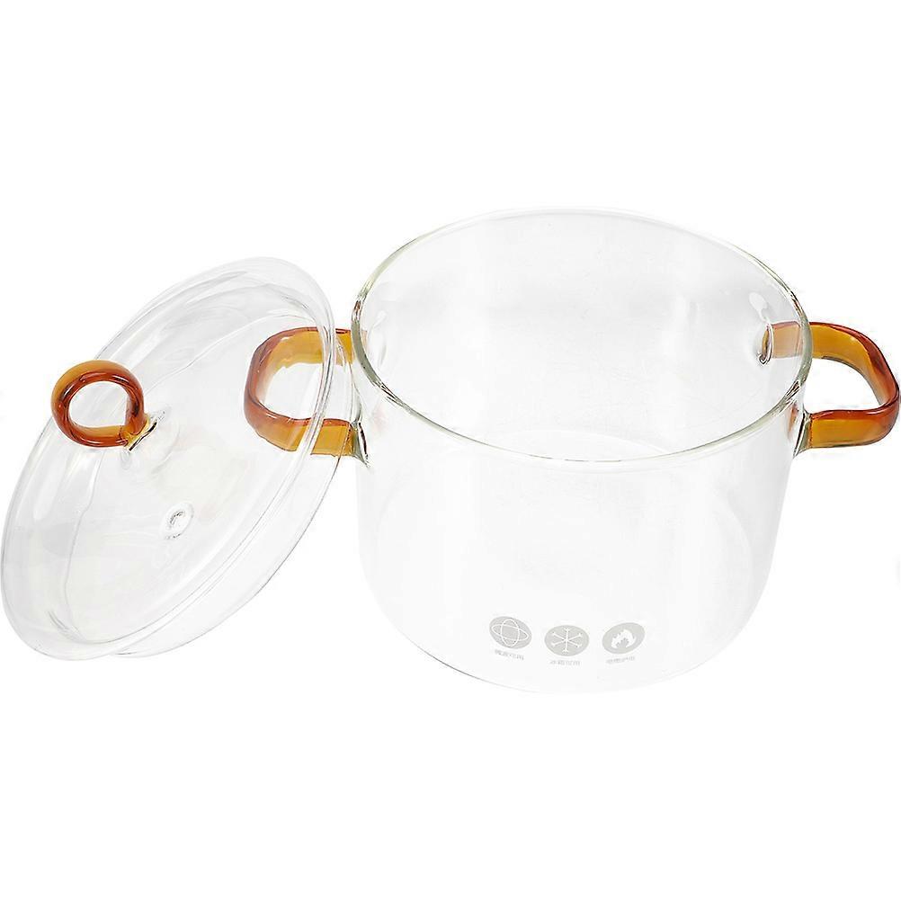 Glass Cooking Saucespan for Daily Use with Lid 7.3X6.3X5.5in Round Shape Slow Stewing 1Pcs