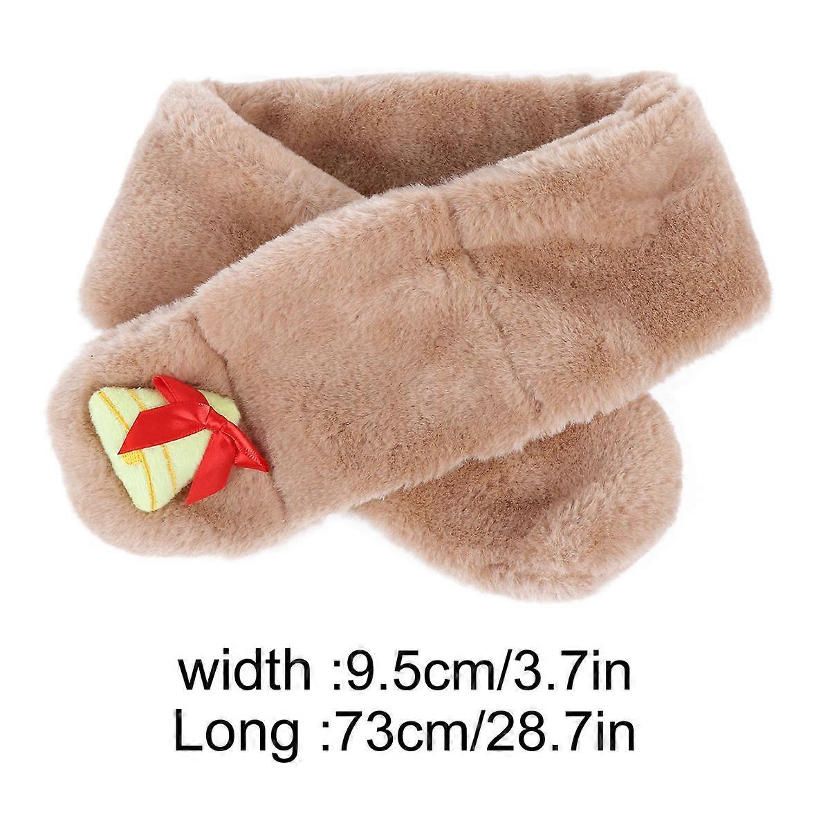 Children's Fashionable Plush Scarf For Winter Celebrations In Khaki Design For Neck Warming 1Pc