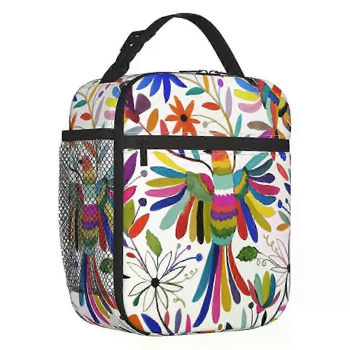i5679メキシコのオトミバード断熱ランチバッグ仕事用学校動物刺繍再利用可能なクーラーサーマルベントボックス女性キッズswg4911