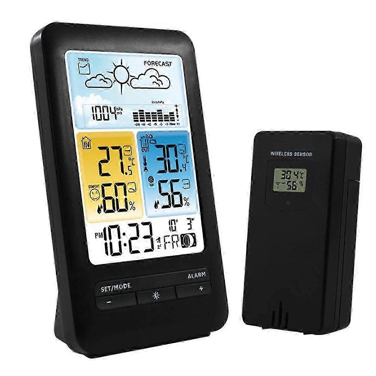 Wireless Digital Display Weather Station Thermometer, Temperature and Humidity Alarm Clock, Weather