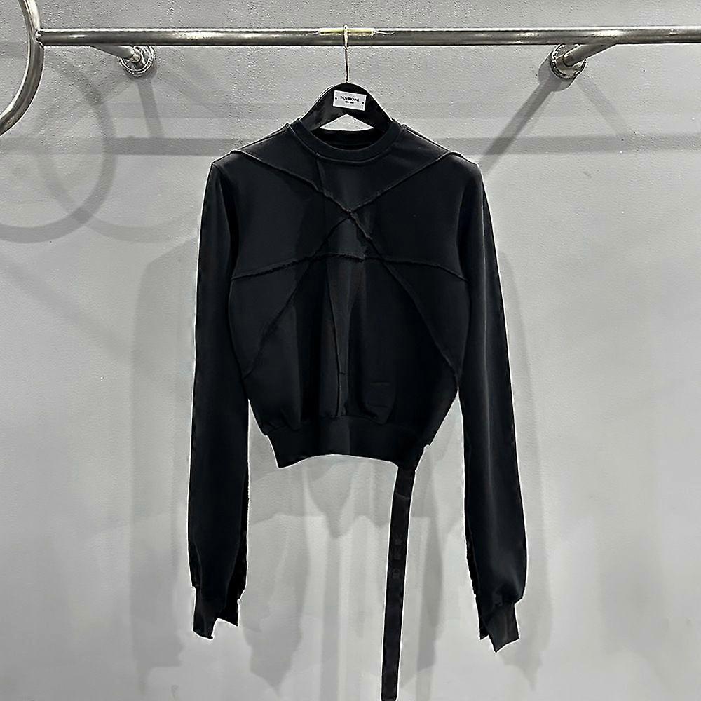 Subhuman Women's Style: Spring And Summer Patchwork Element Short-Sleeved Pullover Hoodie Fleece