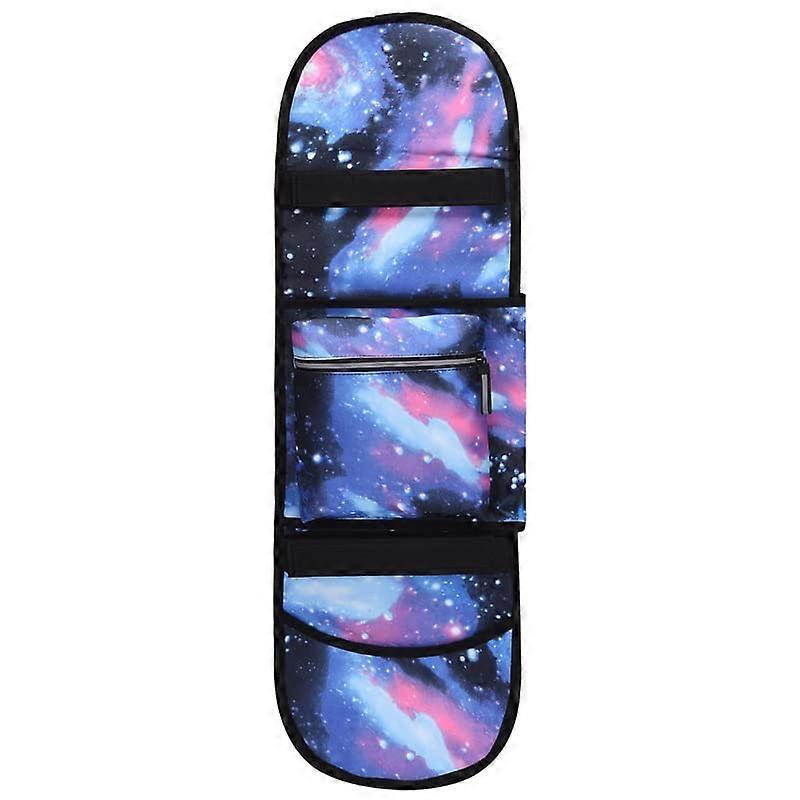 Foldable Waterproof Skateboard Backpack with Adjustable Straps Violet Starry Sky