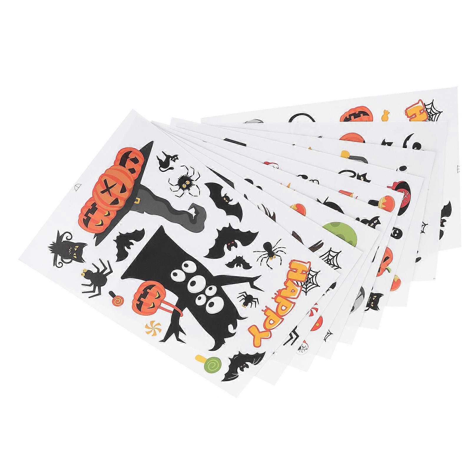 Halloween Wall Sticker Static Sticker for Halloween Party and Family Using Assorted Color Pvc 9 Sheets