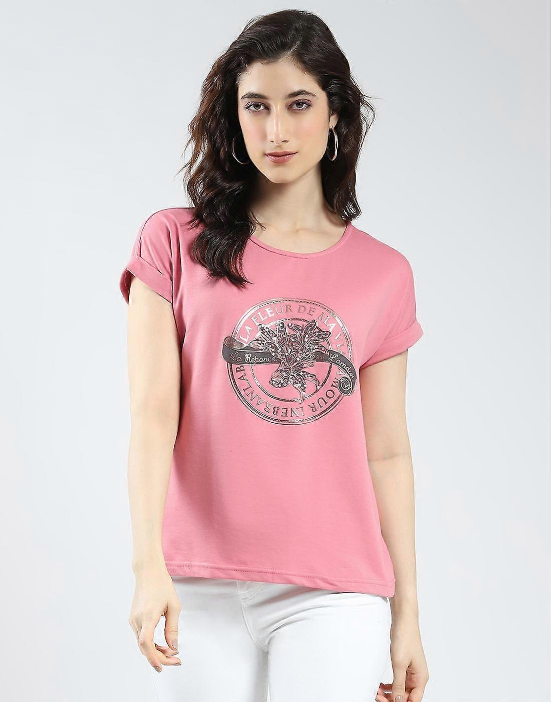 Monte Carlo Women's Printed Half Sleeve Round Neck Top