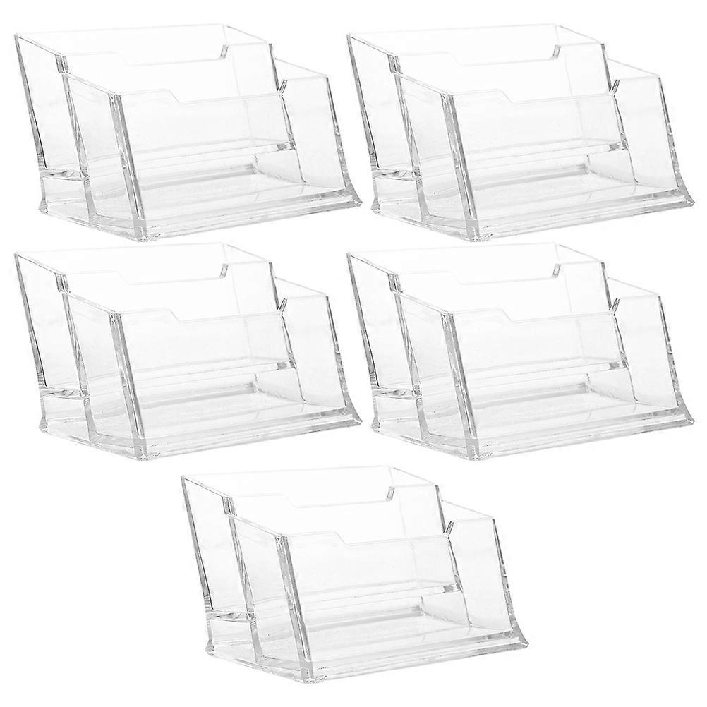 Clear Plastic Business Card Organizers – 5pcs Desktop Name Card Holders for Office, Exhibitions, and Conferences – Portable & Lightweight Display