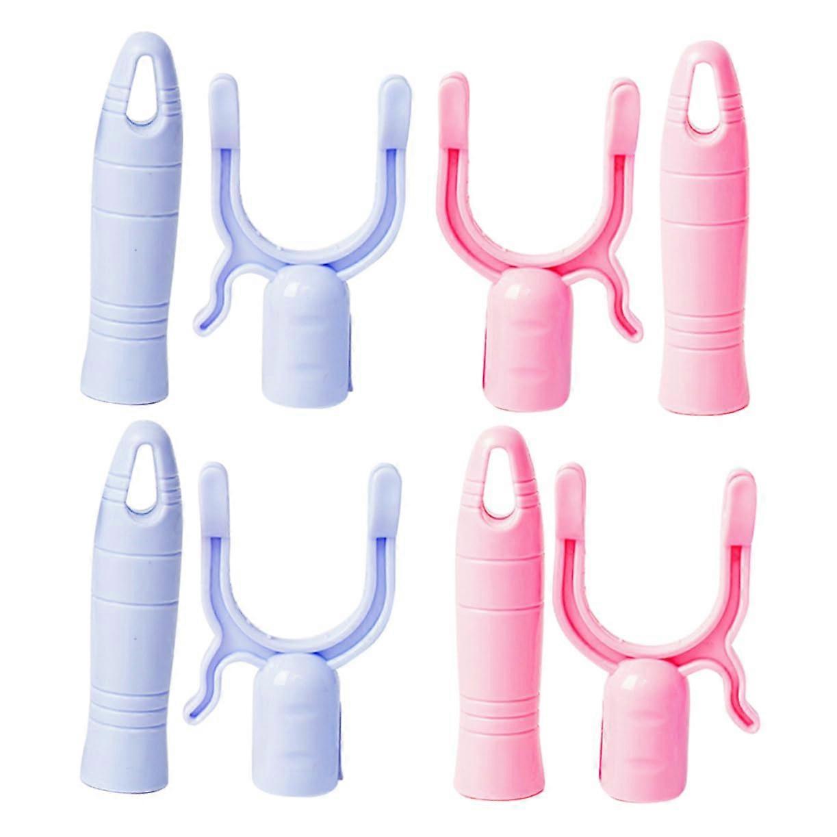 4sets Plastic Clothes Fork Replacement Head Household Supply with Pink and Blue Fork Ends for Clothes Drying Rods Easy to Install and 1