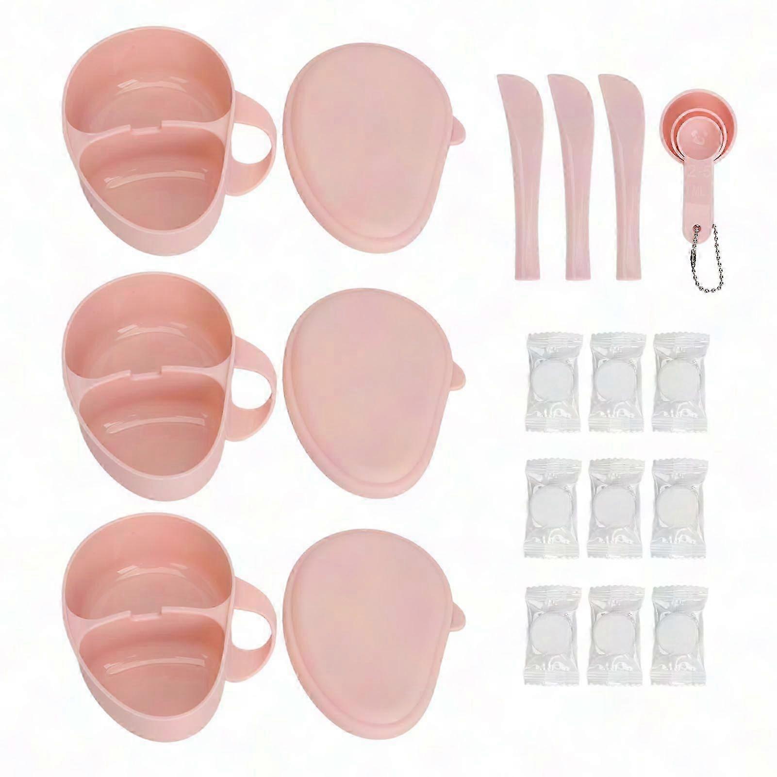 3 Sets DIY Face Mask Bowl Set with Brush, Measuring Spoon, Sheet Mask, Mixing Tools