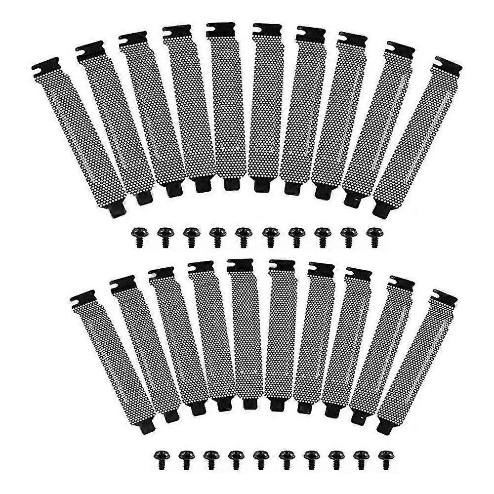 20 stycken PCI-kortplatsskydd i hårdstål, dammfilterblankplatta, ventilerade kortplatsskydd för datorchassin