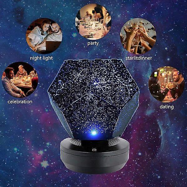 Galaxy star projector, 3 adjustable colors, creating a romantic starry atmosphere
