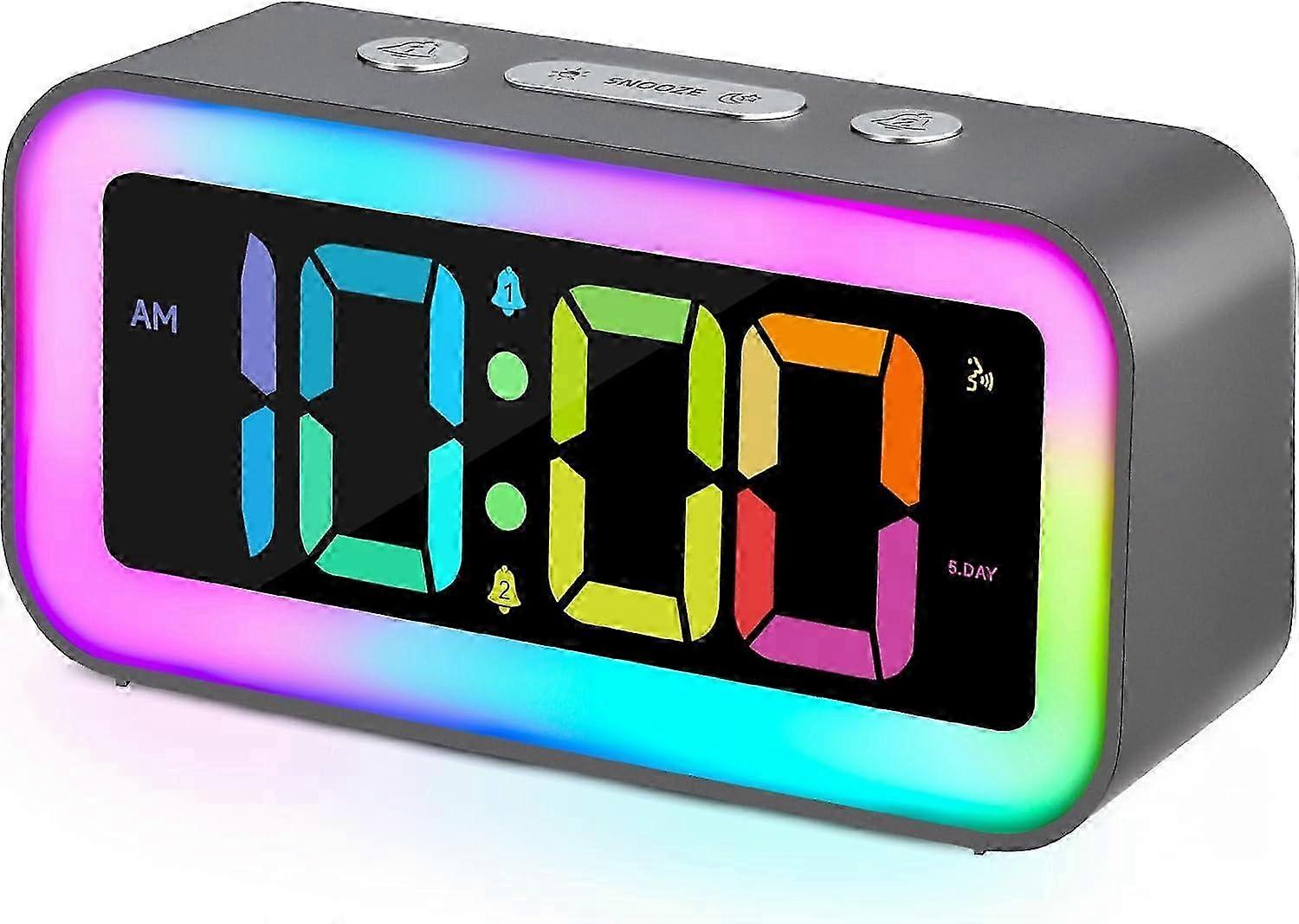 Loud Alarm Clock for Bedrooms with Dynamic RGB Night Light,Heavy Sl...