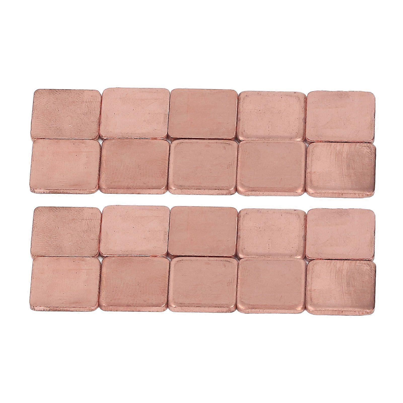 20 Pcs Copper Heat Sink 15x15mm Strong Conduction Fast Dissipation Computer GPU Heat Sink Shim Pad 2.0mm/0.08in