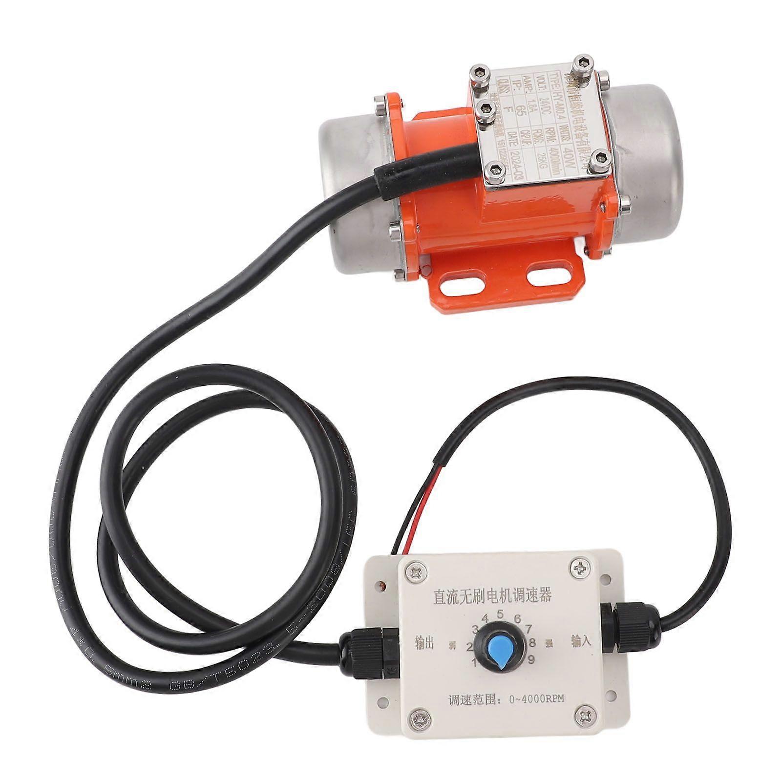 Concrete Vibrator Vibration Motor with Speed Controller DC 24V Brushless IP65 Aluminum Alloy Electric Concrete Vibrating Motor 40W