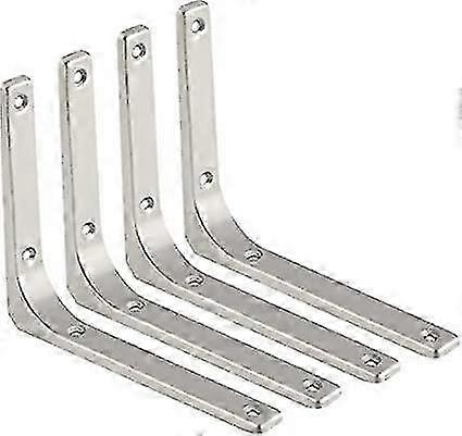 2pcs Staffe per mensole in acciaio inossidabile Staffe a parete per mensole Staffa angolare per supporto per mensole Staffe a L per impieghi gravosi-8 pollici-argento