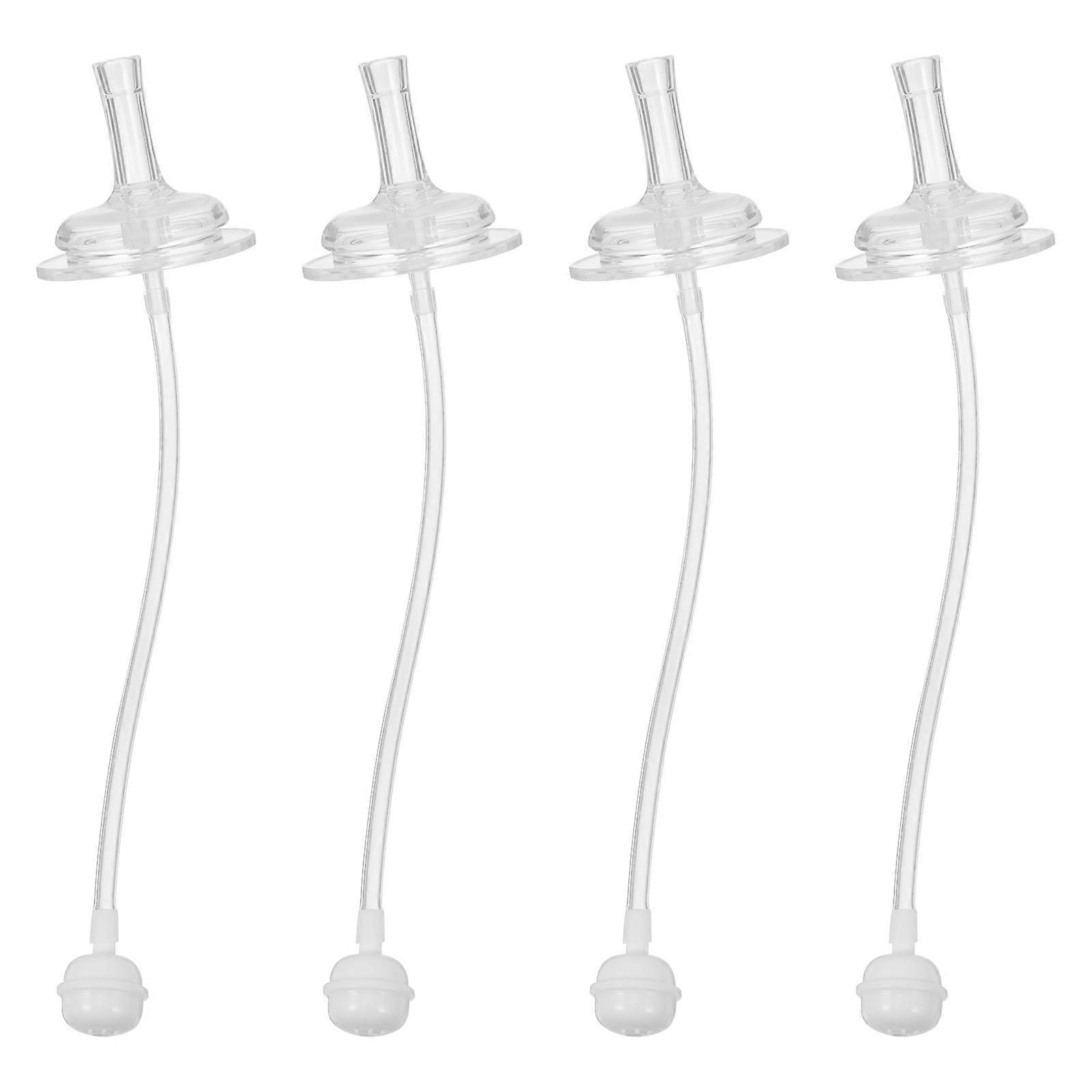 Durable Baby Bottle Straw Made of Soft Silicone for Wide Mouth Bottles and Cups Transparent 4pcs