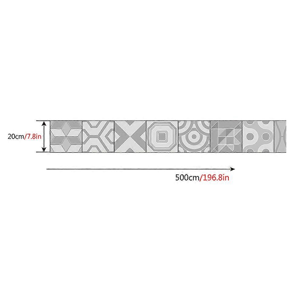 European Style Border Stickers For Wall Tile Decoration Grey Rectangular Tiles Suitable For Bathroom And Laundry Room With Easy To Clean Feature 1Pack