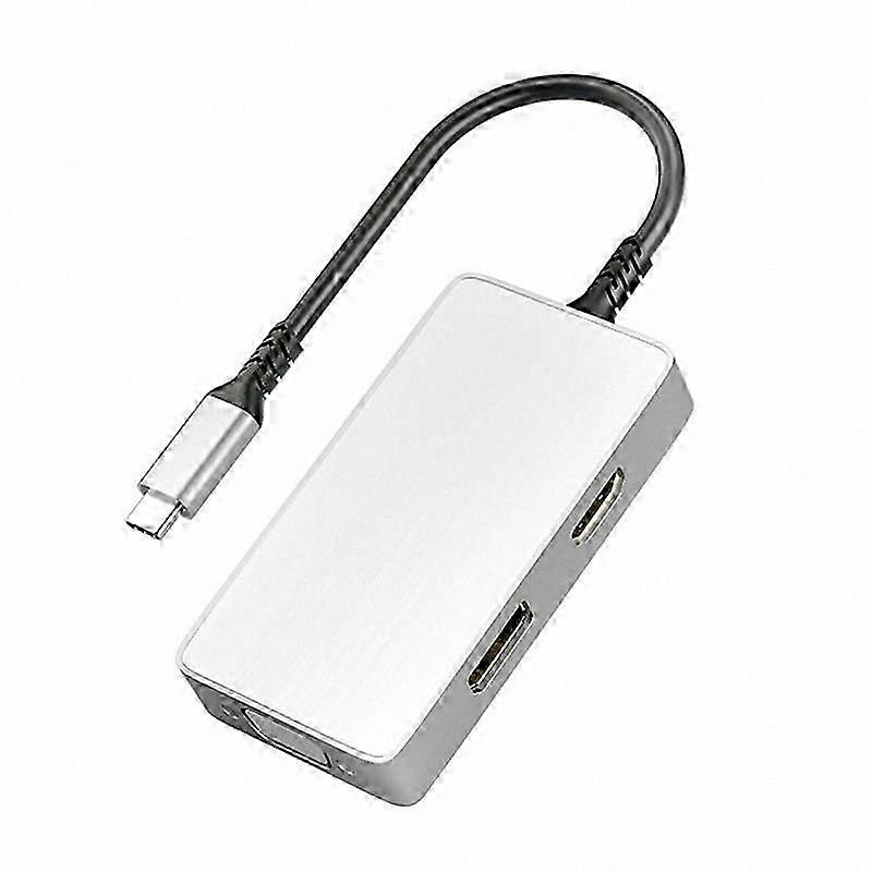 5-in-1 USB-C to 3.5mm Audio VGA DP HDMI PD Multifunction Adapter Hub (White)