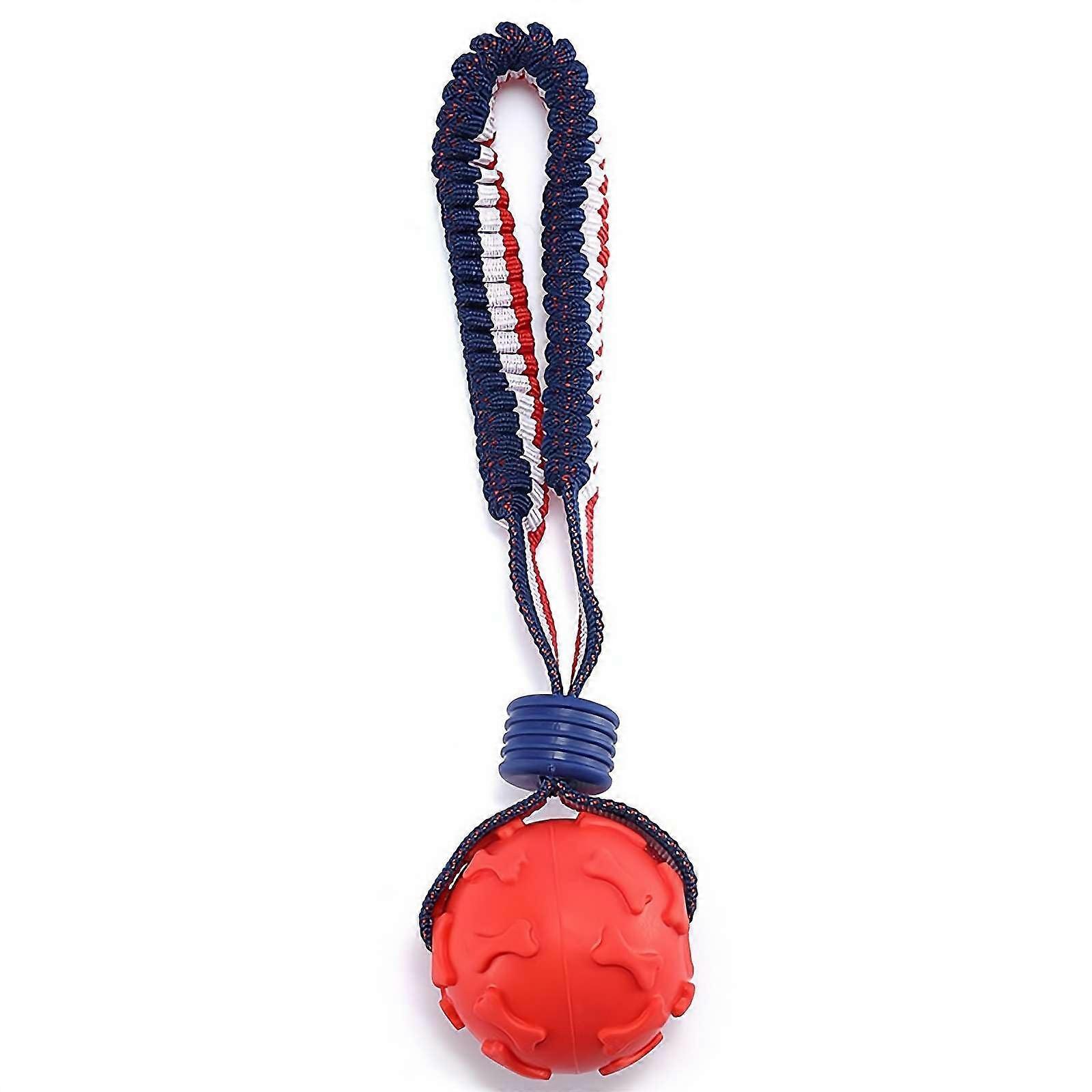 Dog Ball on a Rope Hollow Rubber Dog Training Toy For Fetch Catch Throw And Tug Of War Studded Tug Ball For Dogs 1 Pc