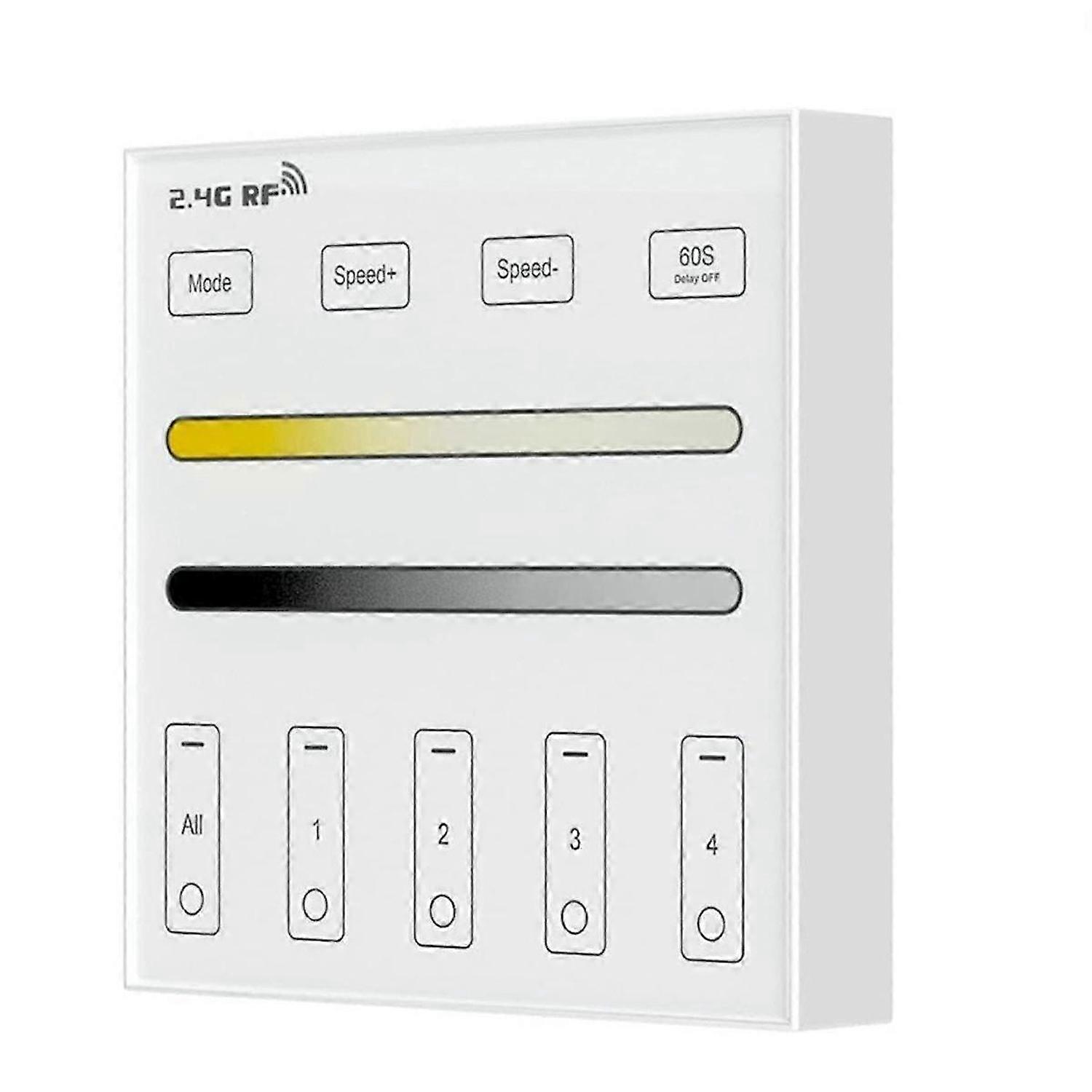 2.4G RF 4 Zone 86 Panel /CCT Smart LED Controller Dual Color Temperature Touch Controller for LED Light Control