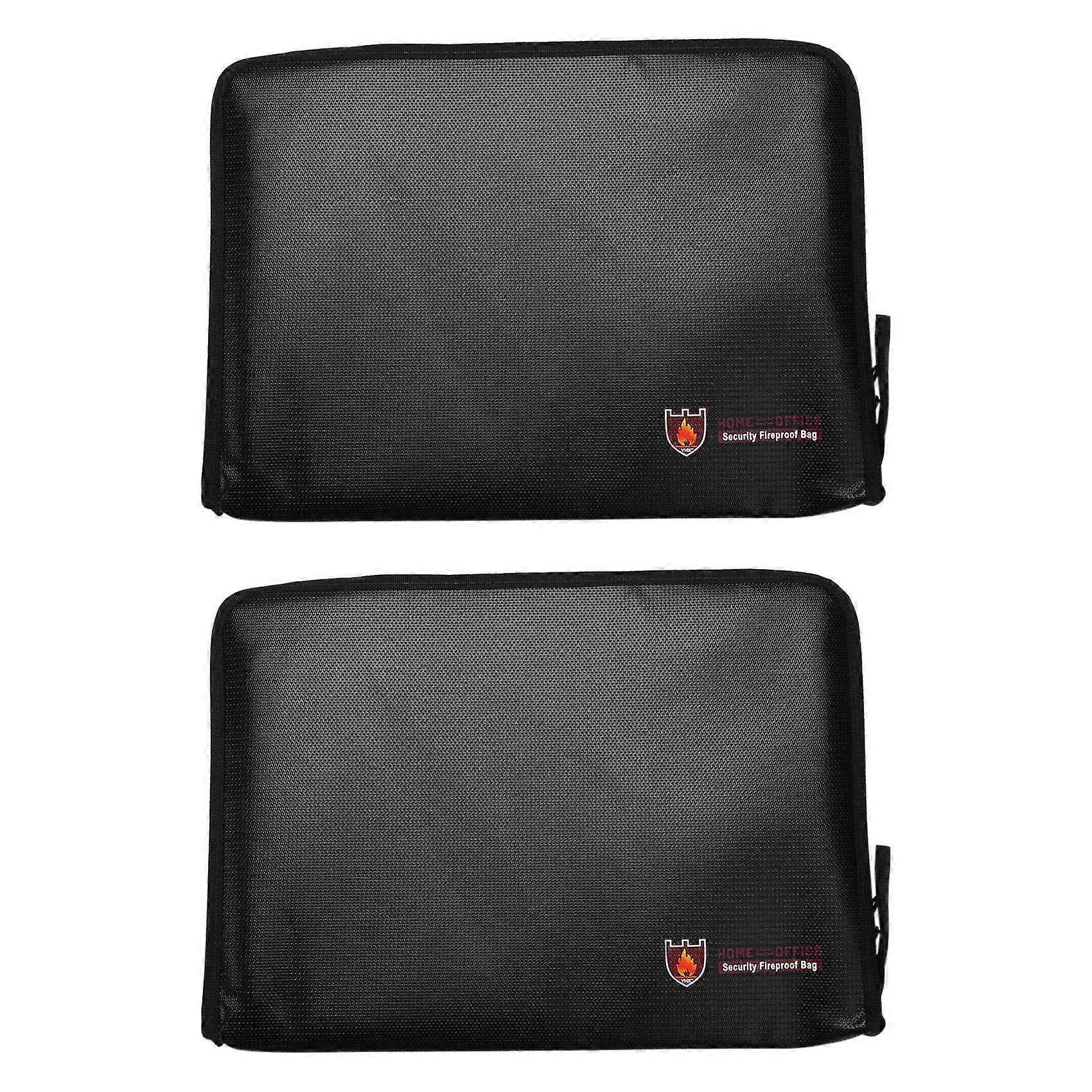 2X Fireproof Files Folder Accordion Document Bags 14.3X9.8 Inch A4 Size 12 Pockets