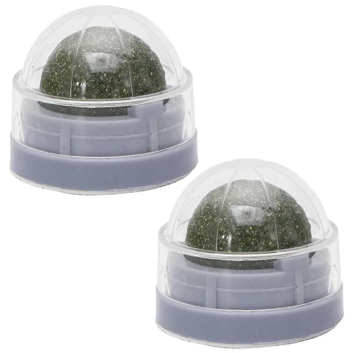 Catnip Cat Bite Ball for Digestion 2Pcs Mint Treats Rotatable Grey
