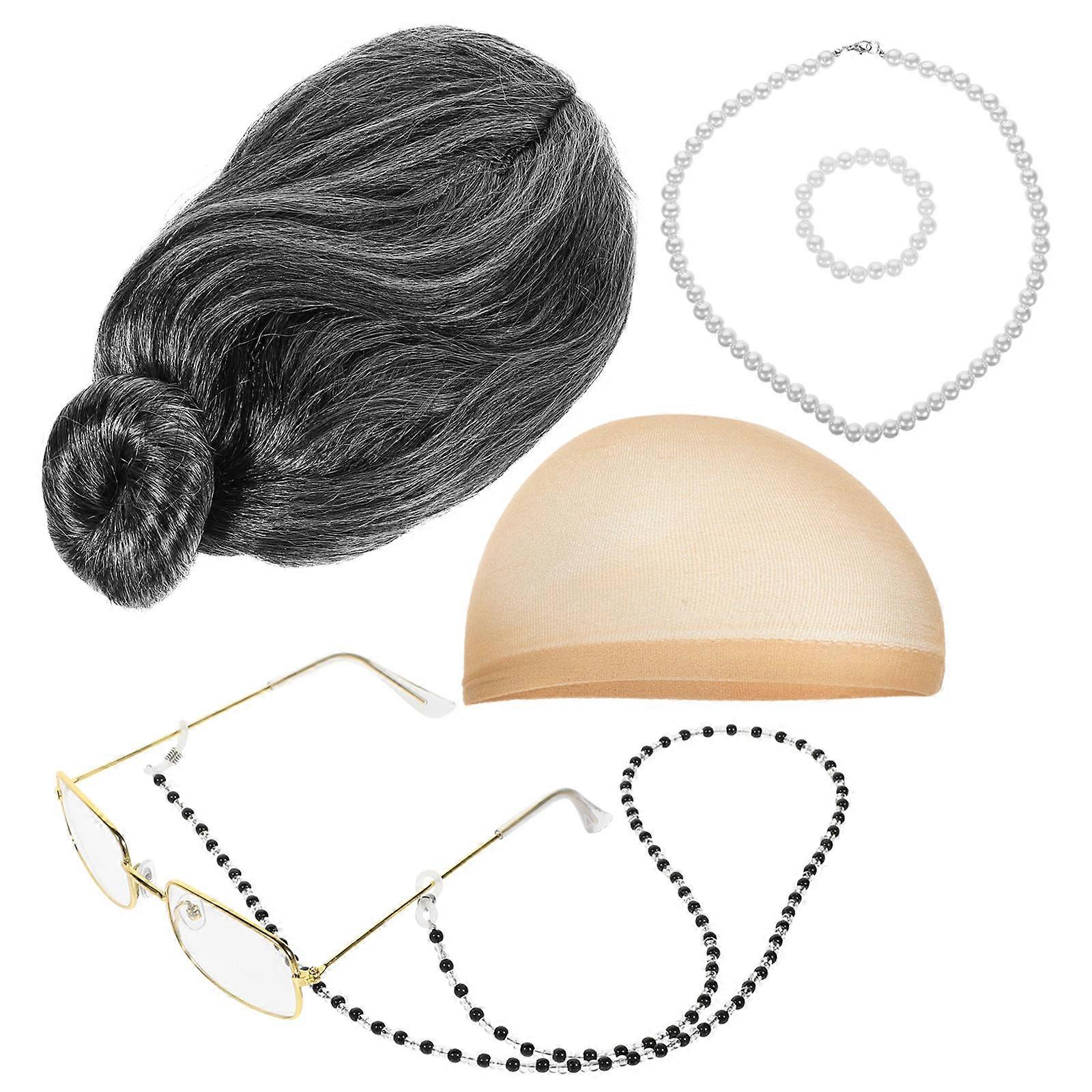 Old Lady Wig Wig for Cosplay 3Sets Assorted Color Plastic