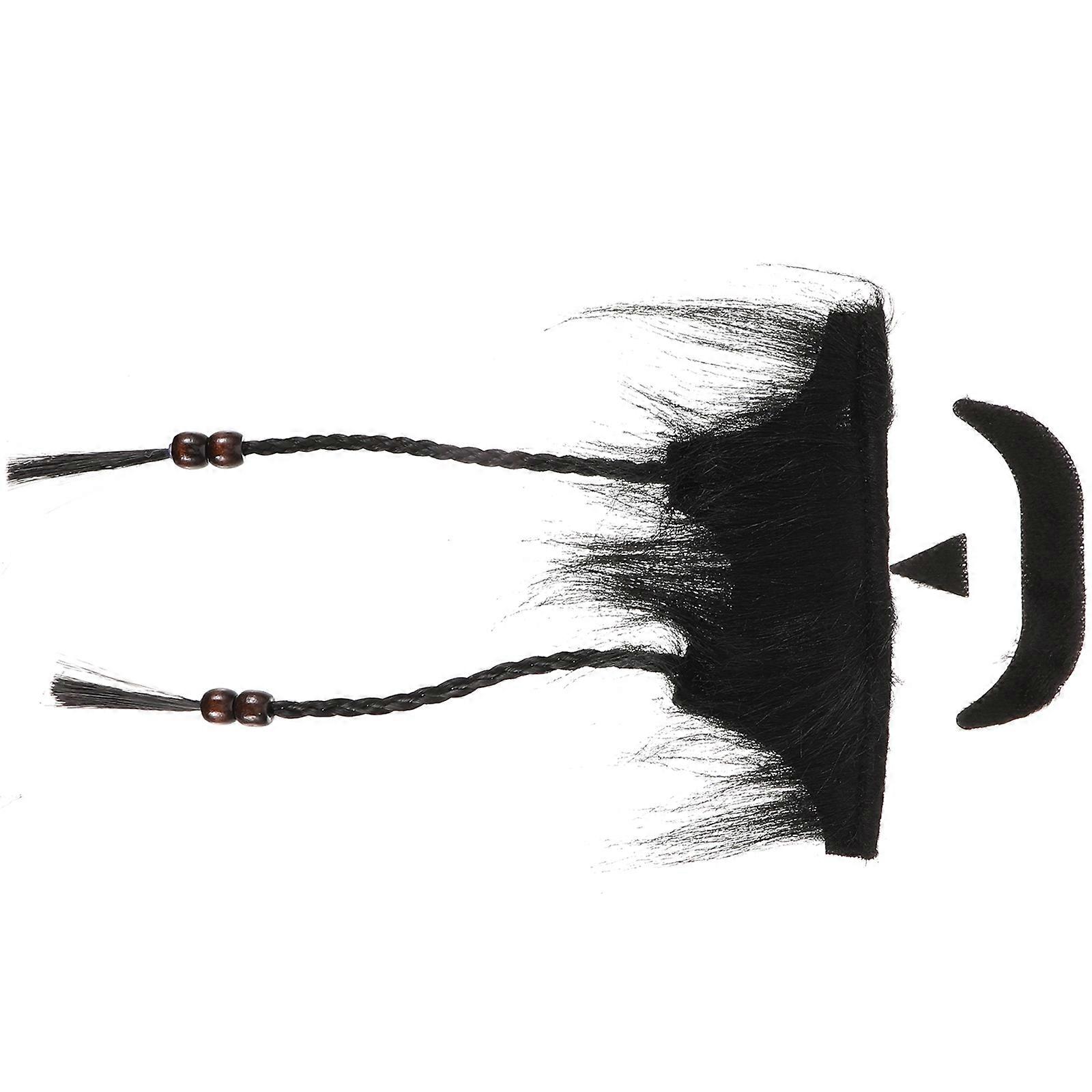 Cosplay Fake Mustache Beard for Decor 4Sets Black Plush Material Kit