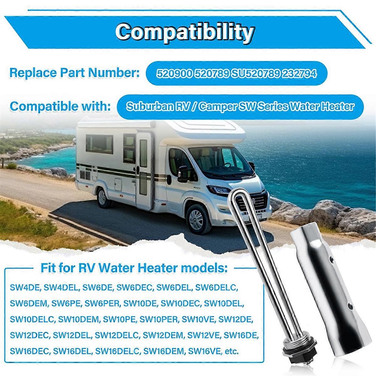 520900 RV Water Heater Element Kit for RV SW Series Electric Water Heater, Replacement Part 520789 S