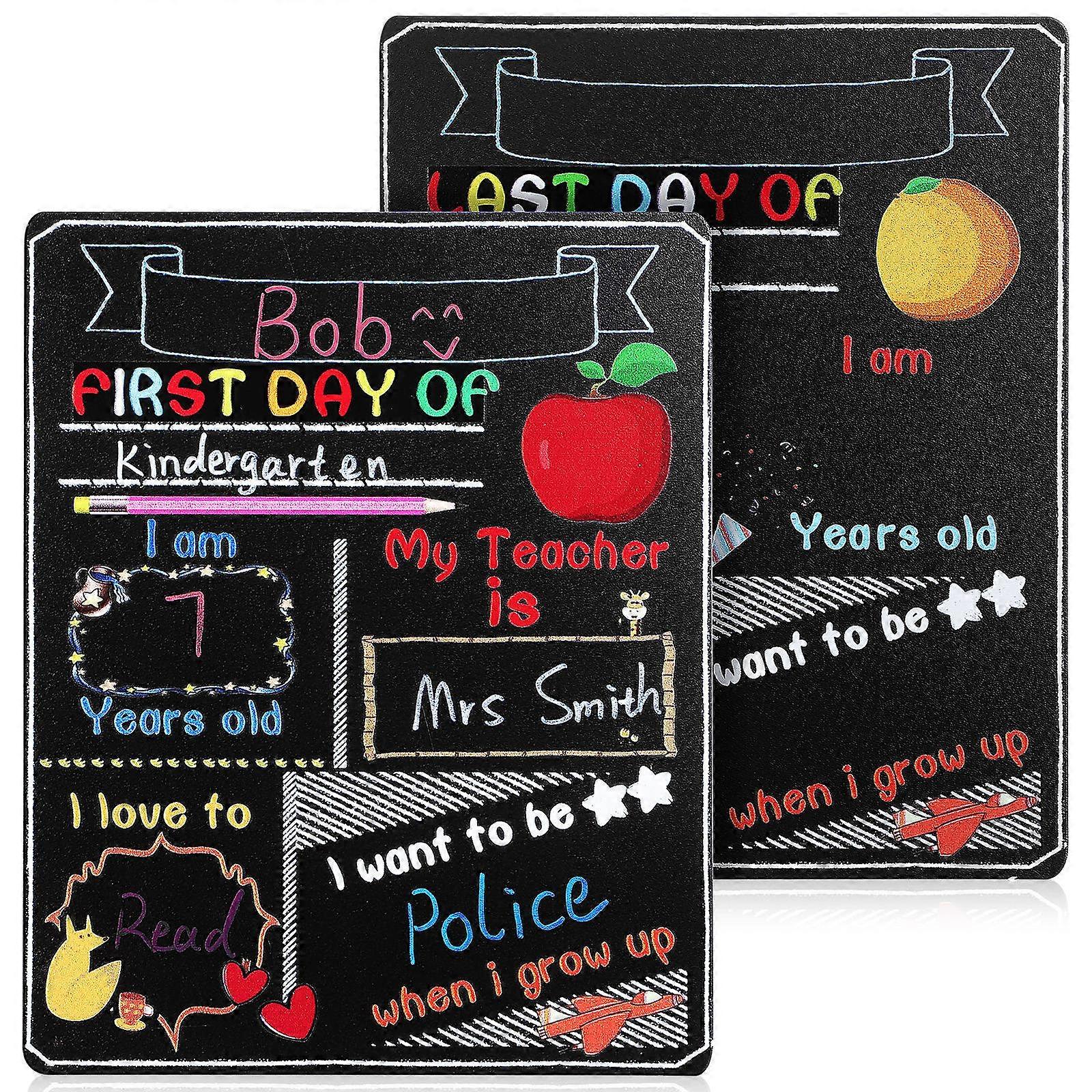 Double Sided Printed Blackboard First Day of School Chalkboard 2Pcs