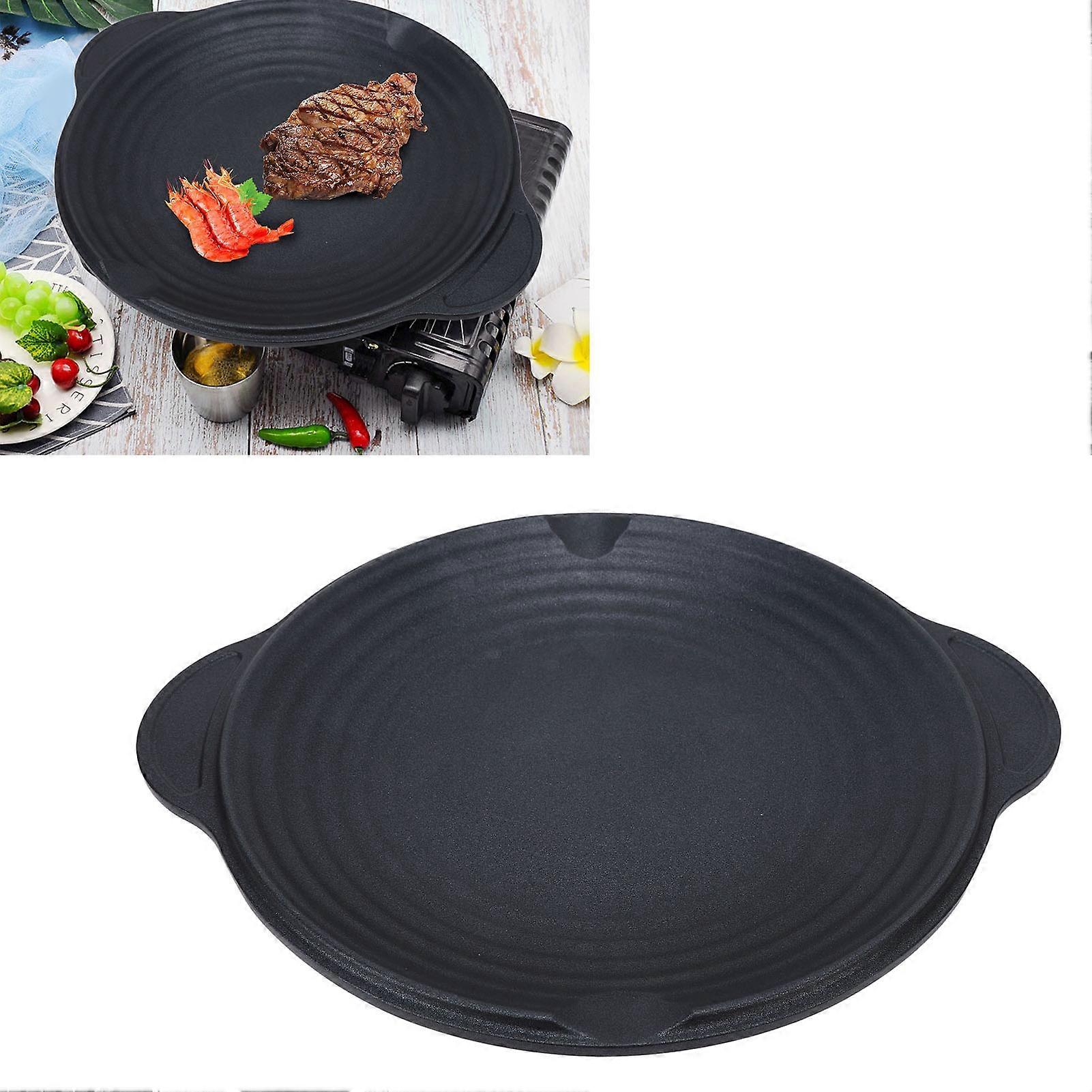 Multifunctional 38cm Black Aluminum Grill Pan for BBQ & Cooking