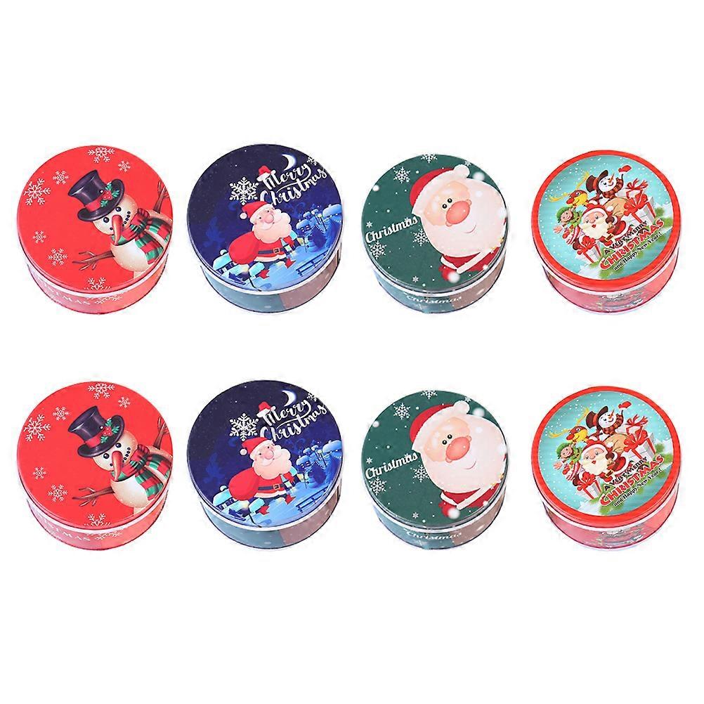 Biscuit Container Christmas Tinplate Candy Box Round Design for Candy Storage 24Pcs