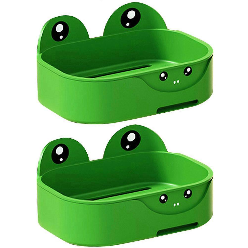 Wall Mount Soap Holder Frog Shaped for Containing Use 10Pcs Green PP