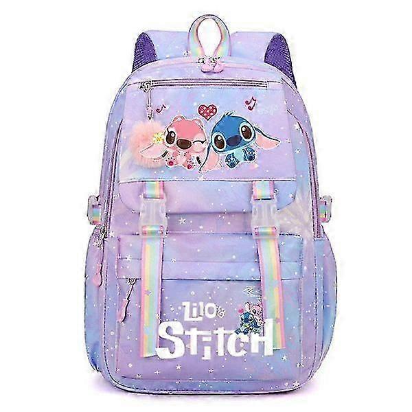 stitch Girls School Bag Large Capacity Stitch Backpack Casual Pink, Multicolor A