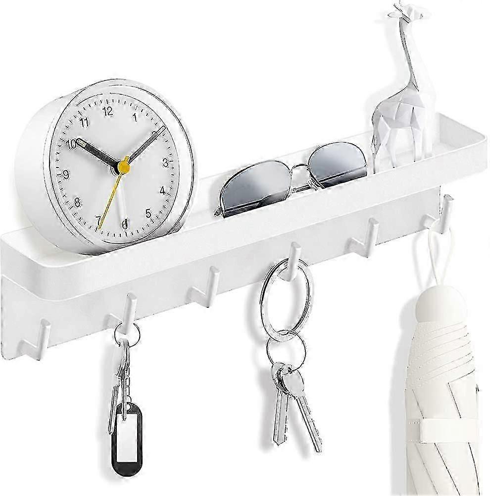 Key Holder, Key Board With Shelf And 6 Hooks Modern Self-adhesive Key Holder, Key Storage