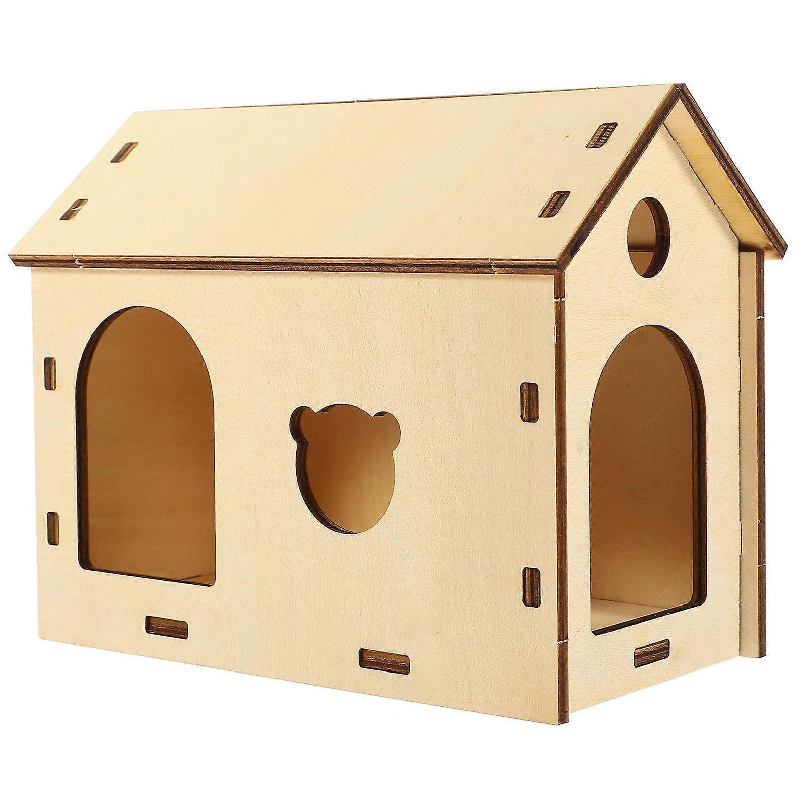 Hamster Hideout Wooden Hideout for 5Pcs DIY Assembly Hamster House