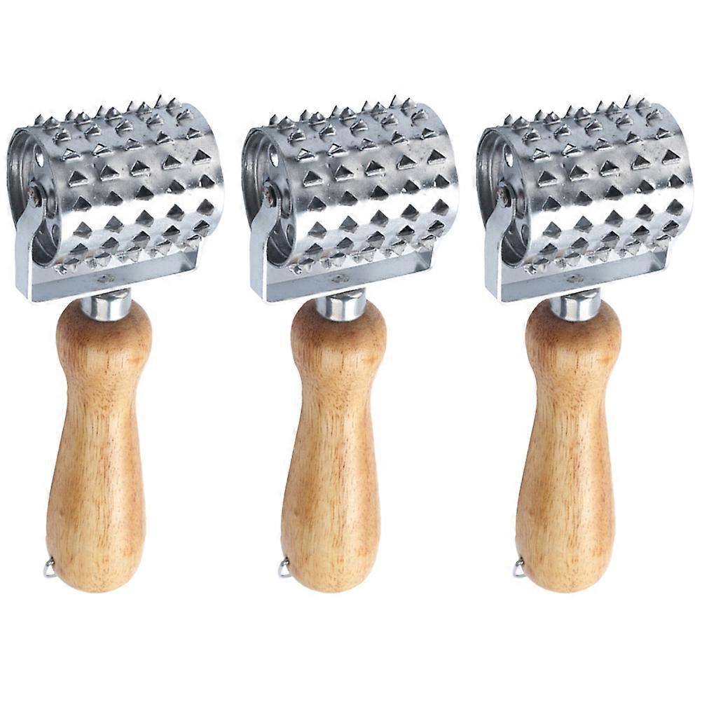 Meat Pounder Tool with Wooden Handle for Kitchen Use Tenderizing Meat Silver 1Set