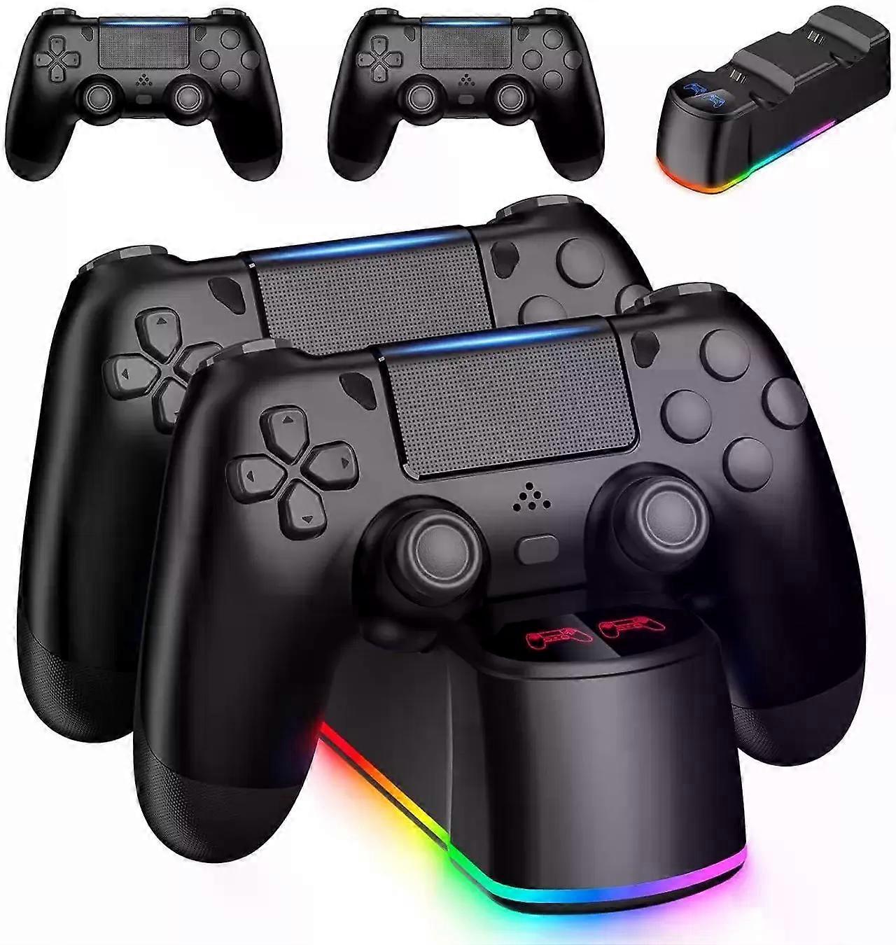 2 Pack Controllers with Charging Dock Station for PS4 Controller, Wireless Controller Compatible with PS4/Pro/Slim Consoles, with LED Charging Dock, B