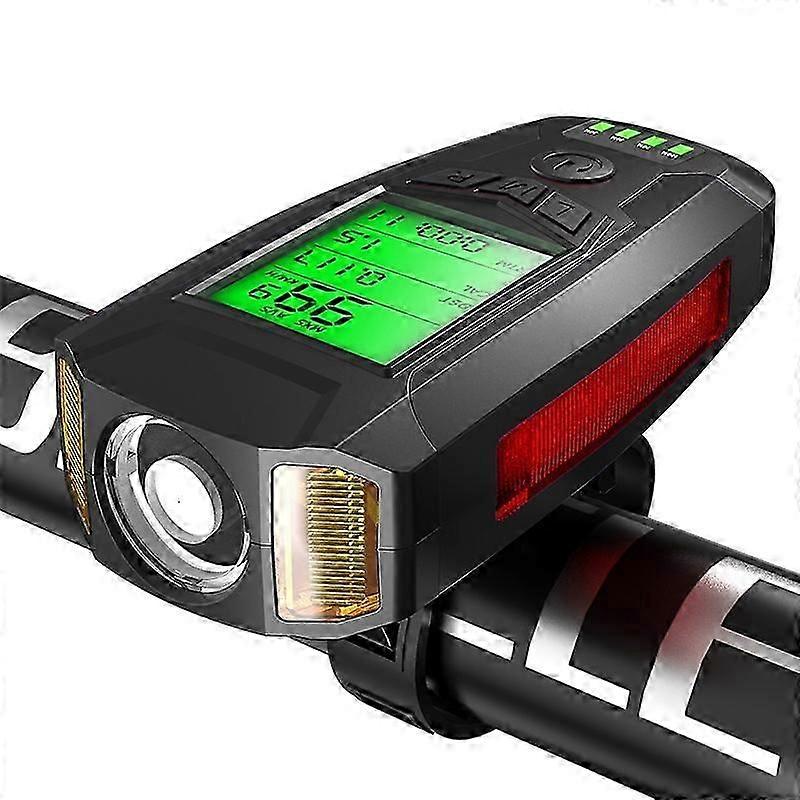 Front Light (With Fog Light) & Horn & Speedometer Multifunctional Bicycle Mountain Bike Headlight