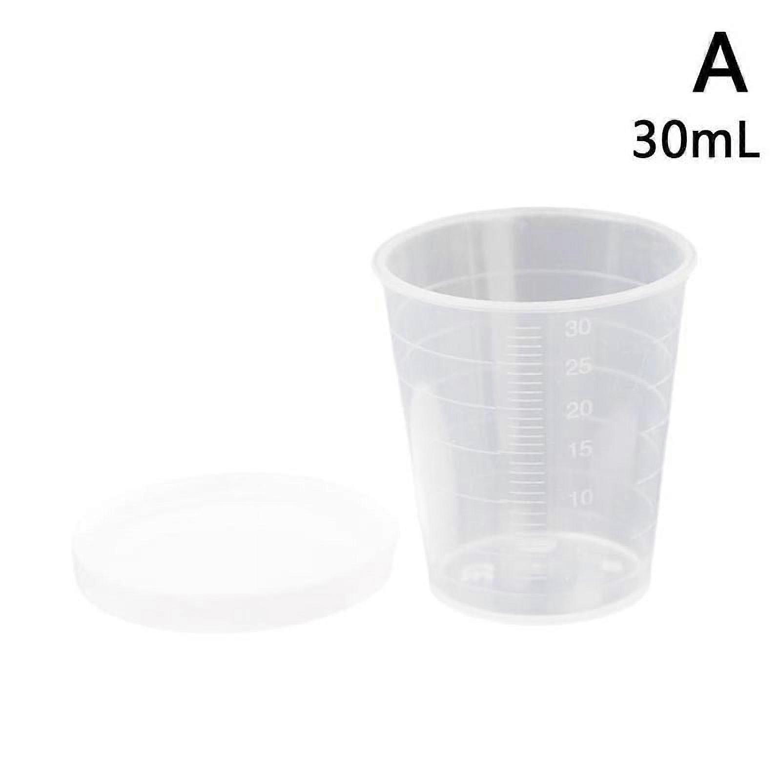 10PCS Medicine Measuring Cups White Lids Cap Clear Container Transparent Favor H2Q6