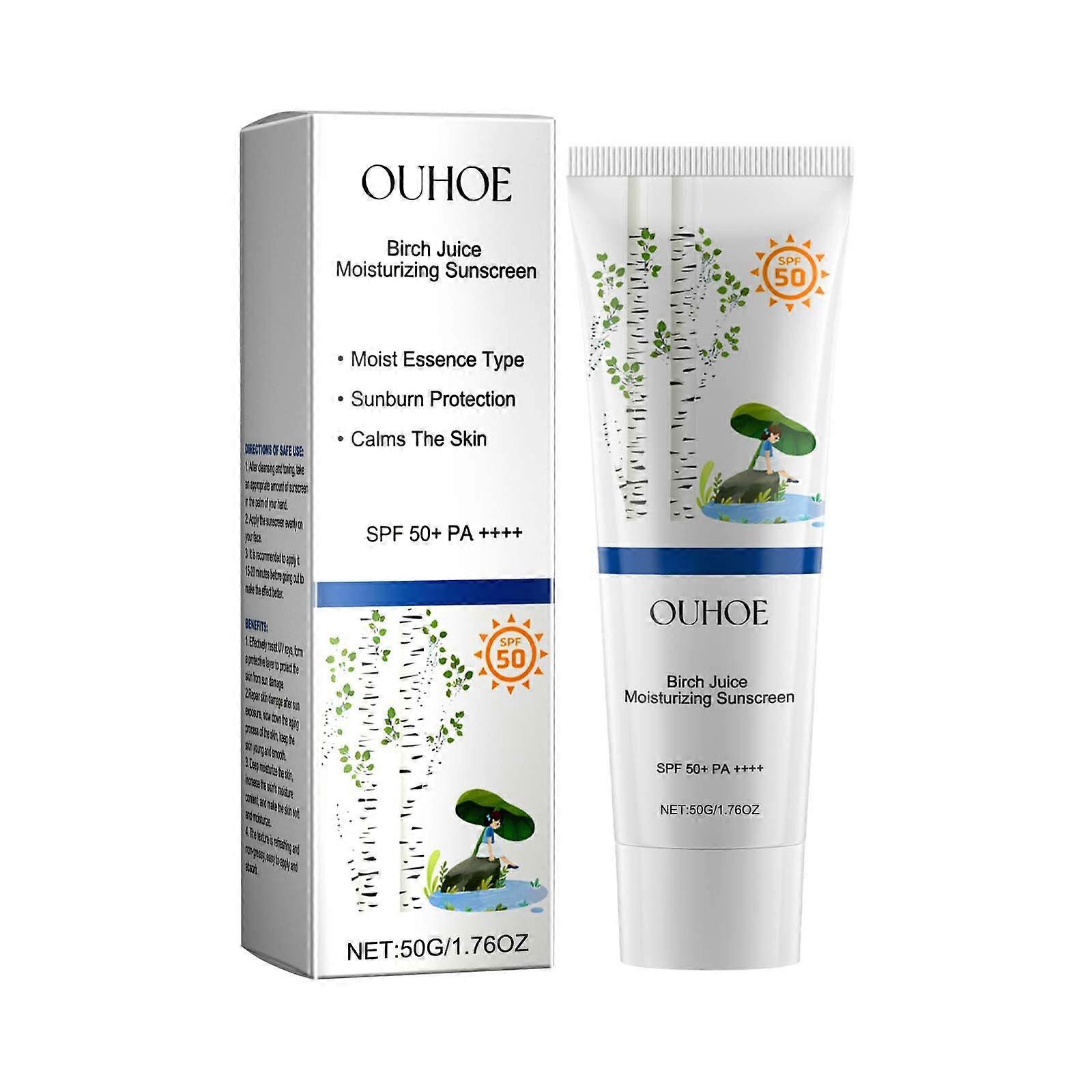OUHOE Birch Juice Moisturizing Sunscreen, Hydrating And Isolating UV Protection Hydrating And Refreshing Protective Cream