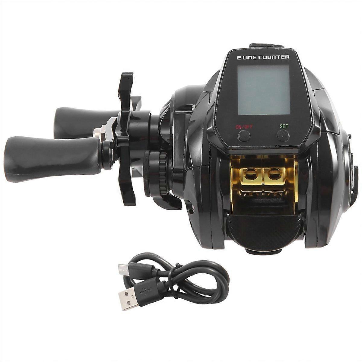 SAMOLLA Electronic Baitcasting Fishing Reel Led Screen Black Left