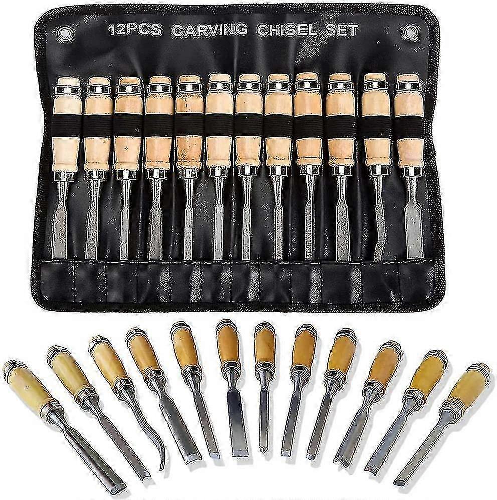 2025 Professional Wood Carving Chisel Set - 12 Piece Sharp Woodworking Tools W/carrying Case - Great For Beginners