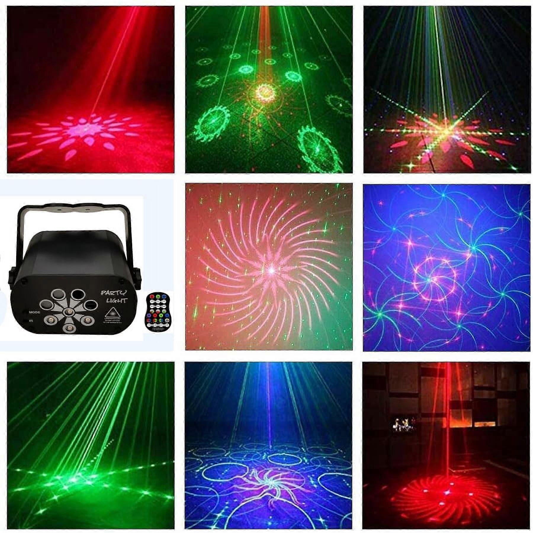 Amerteer 120 Pattern RGB Portable LED Laser Light, Sound-Activated Remote Control, Compatible with DJ KTV Stage Lighting for Parties
