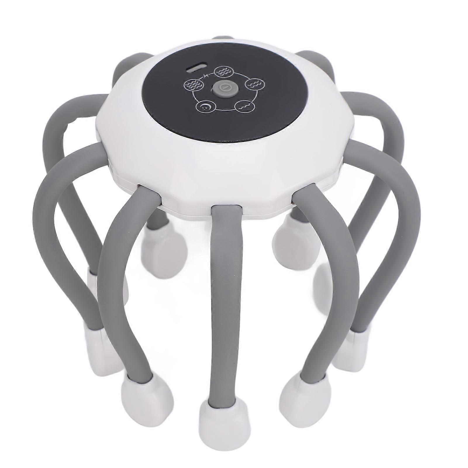 Electric Claw Scalp Scratcher Cordless Portable Red Ray 10 Vibration Contacts 5 Massage Modes Head Massager White 