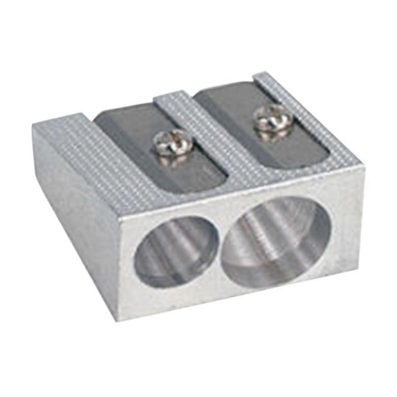 Metal Pencil Sharpener With 2 Holes Manual Twin Metal Sharpening Double Holes Rectangular Pencil Sharpener